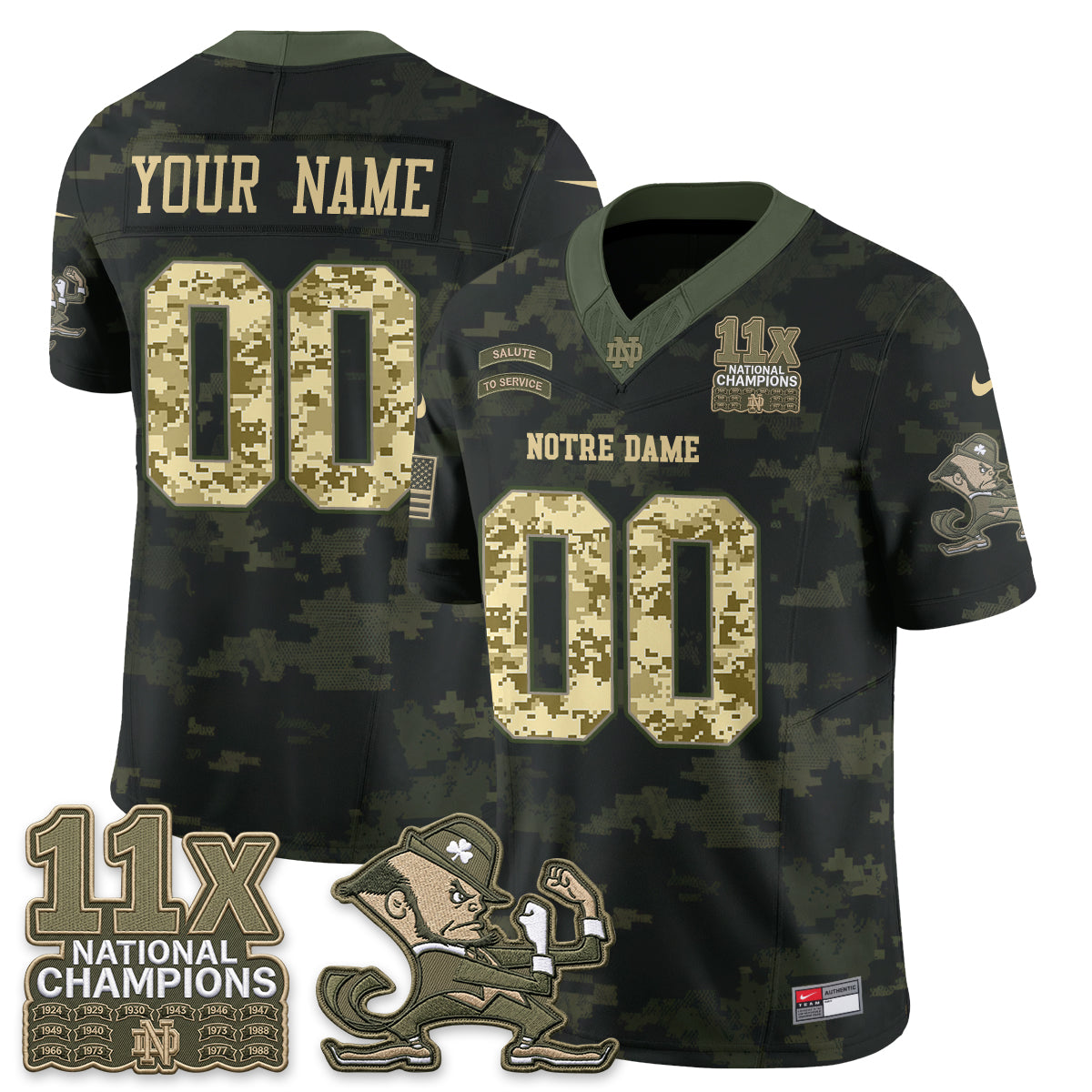 ND 2026 Salute to Service Vapor Custom Jersey - Stitched