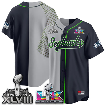 Seattle Seahawks S.Bowl Champs Split Baseball Vapor Jersey V2- Stitched