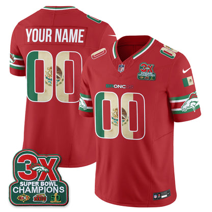 Denver Broncos Mexico Edition Vapor Custom Jersey - Stitched