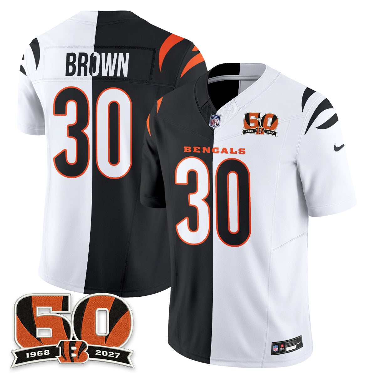 Cincinnati Bengals Split Edition Vapor Jersey - Stitched