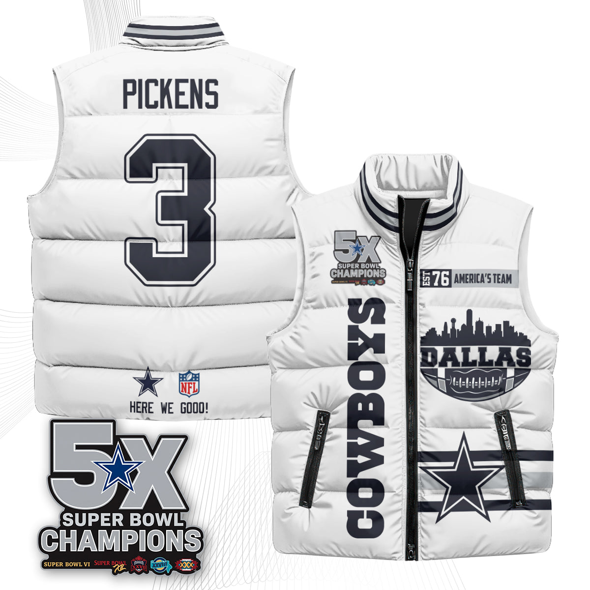 DAL "America's Team" Puffer Vest - Printed