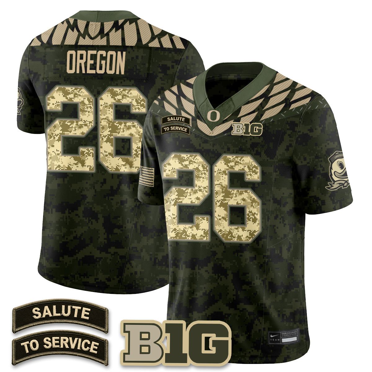 Oregon Ducks 2026 Salute to Service Vapor Jersey - Stitched