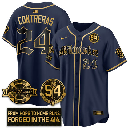 MIL Bob Uecker Patch Vapor Premier Limited Jersey - Gothic Edition - All Stitched