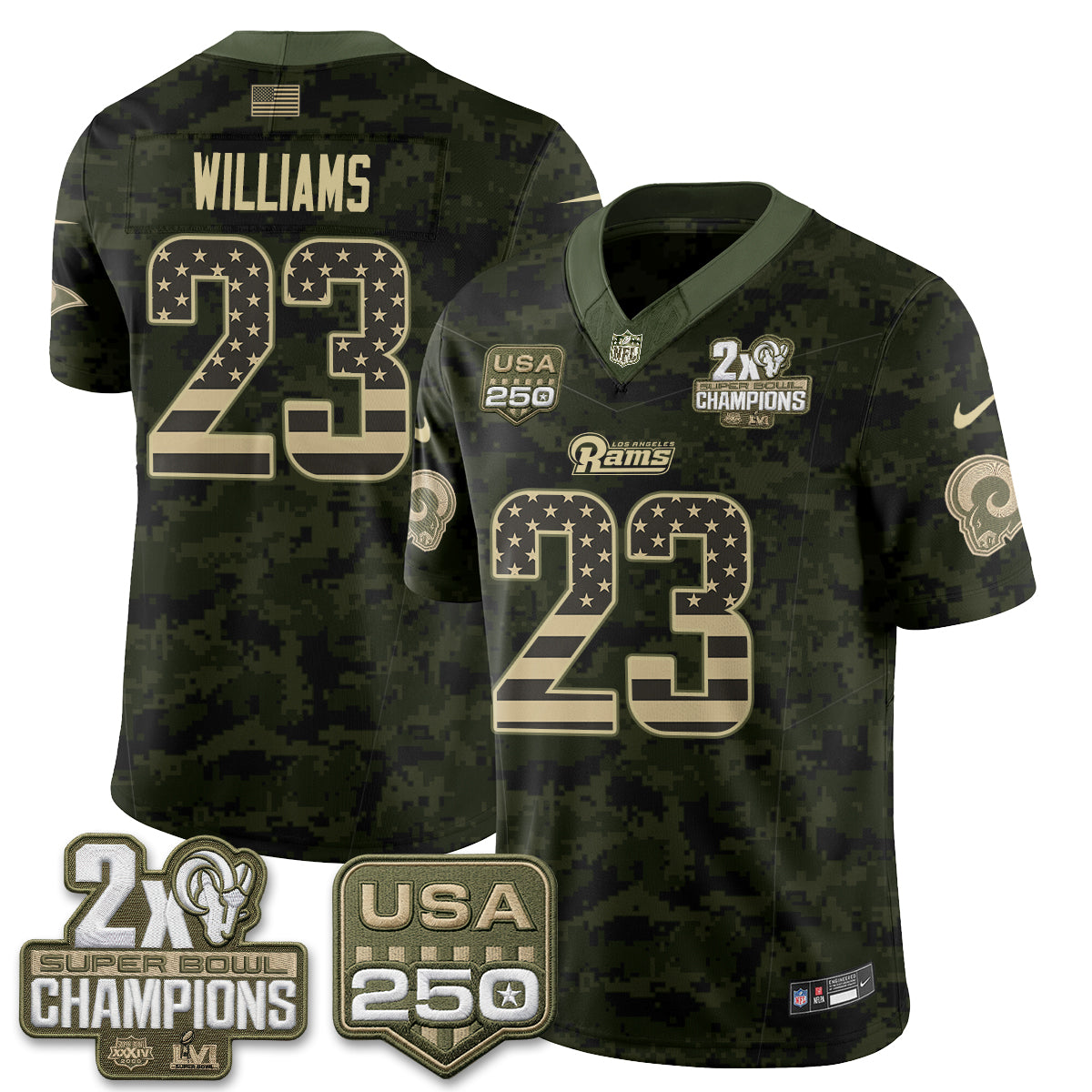Los Angeles Rams 2026 Salute To Service Vapor Jersey - All Stitched
