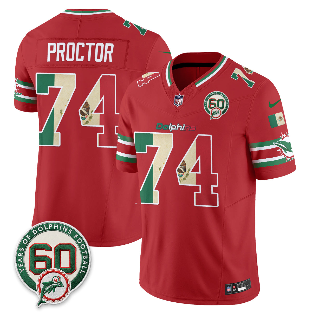 Miami Dolphins Mexico Edition Vapor Jersey - Stitched