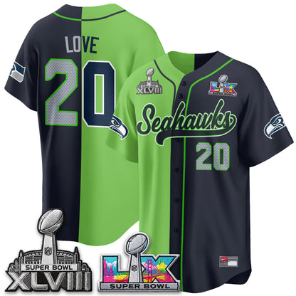Seattle Seahawks S.Bowl Champs Split Baseball Vapor Jersey V2- Stitched