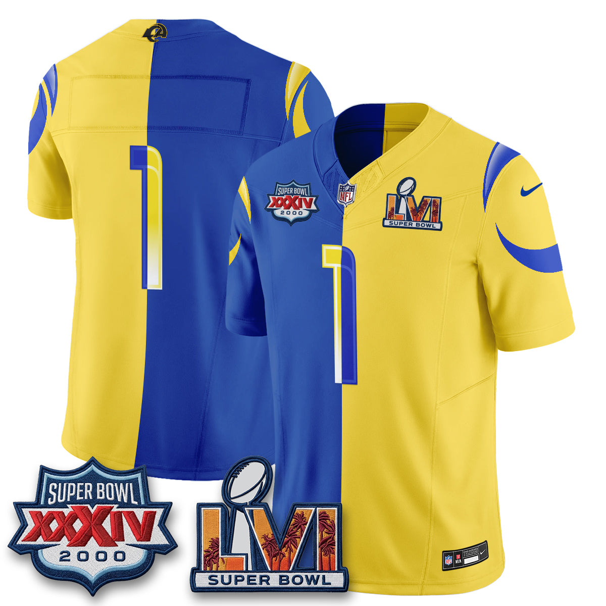 LAR Rivalries Split Vapor Jersey - Stitched