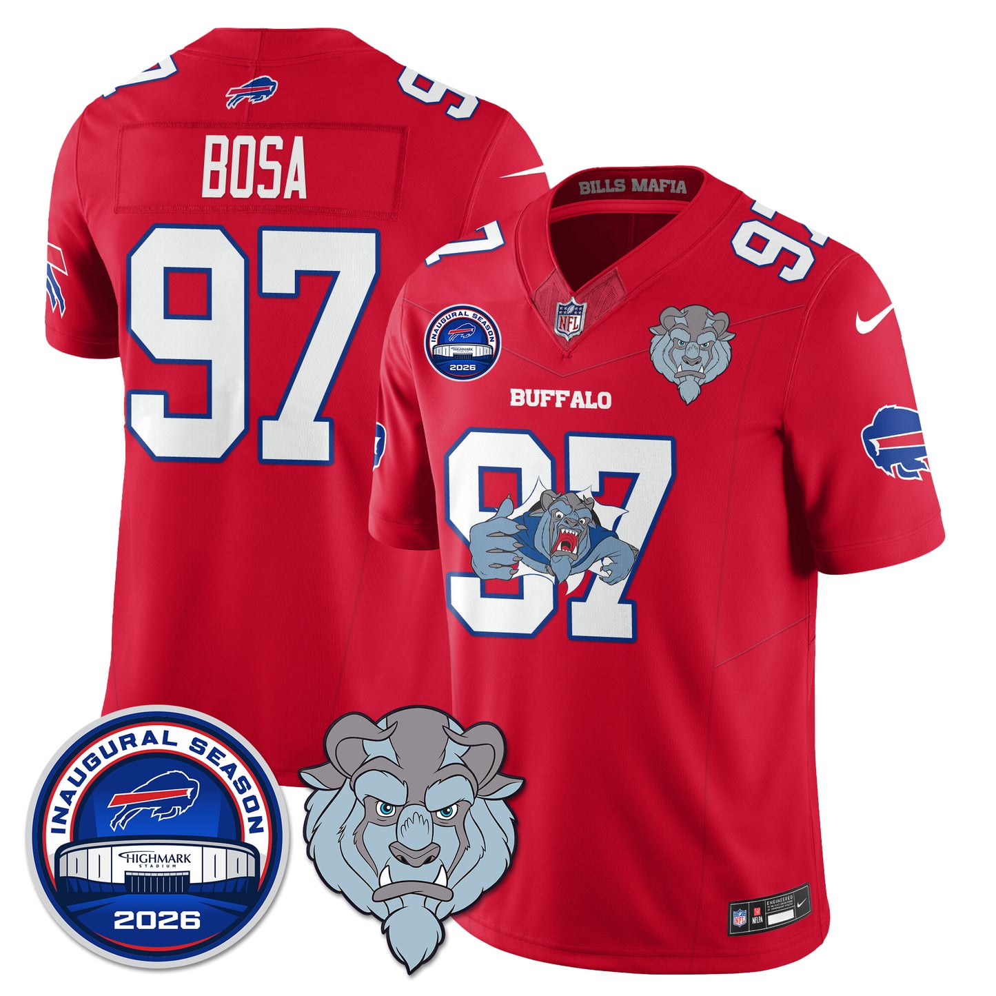 Buffalo Bills x Hairy Blue Beast Edition Vapor Jersey - Stitched