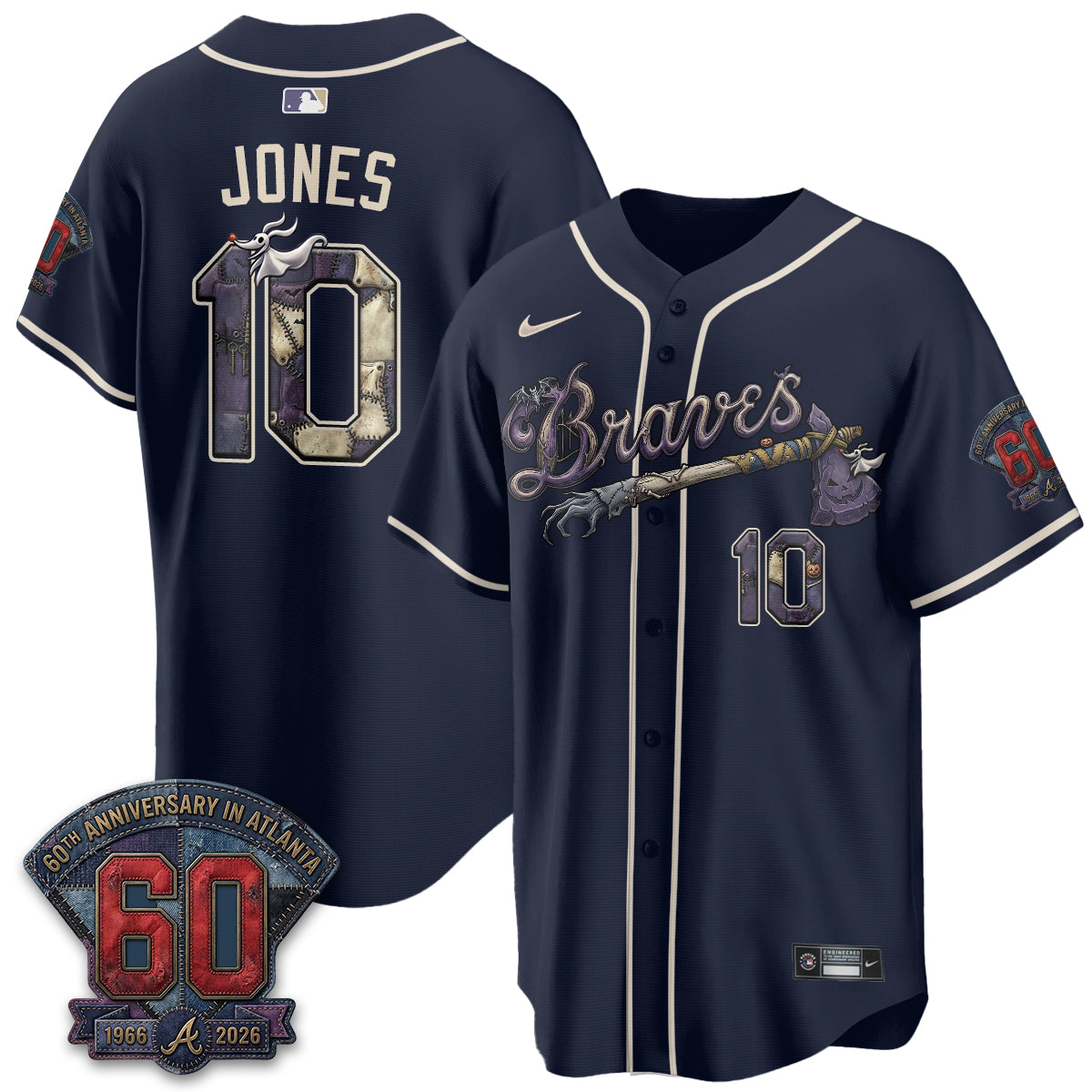 Atlanta Braves Nightmare Edition Vapor Jersey - Stitched