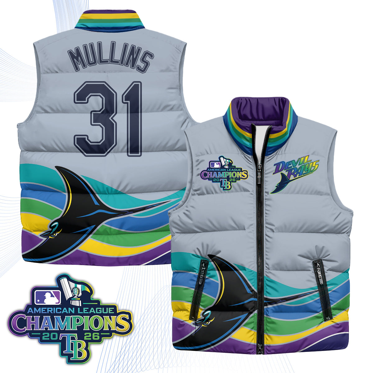 Tampa Bay Rays 2026 AL Champions Limited Puffer Vest - Printed