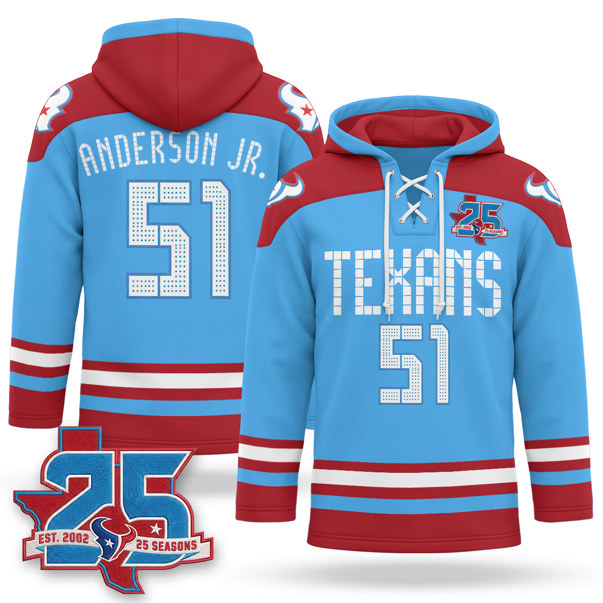 Houston Texans 2026 Rivalries Fleece-Lined Hockey Hoodie - Stitched
