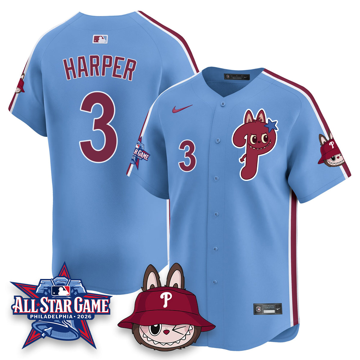 Philadelphia Phillies Fanged Rabbit Doll  Vapor Limited Jersey - Stitched