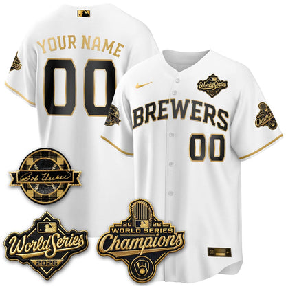 Milwaukee Brewers 2026 WS Champions - Bob Uecker Patch Custom Vapor Jersey - Stitched