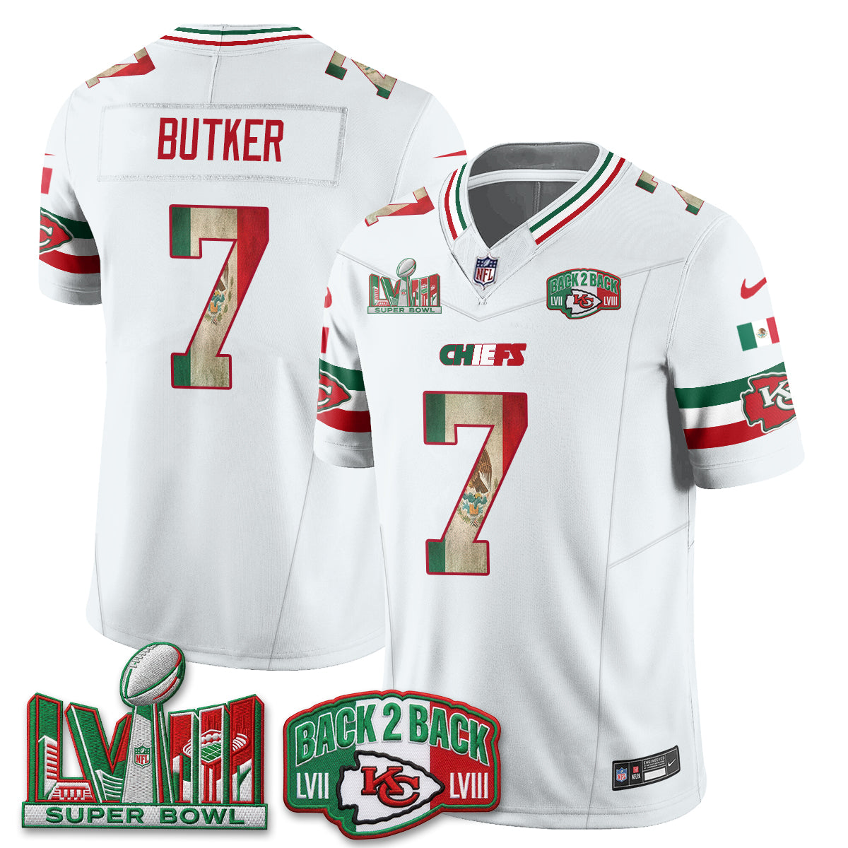 Kansas City Chiefs Mexico Edition Vapor Jersey - Stitched