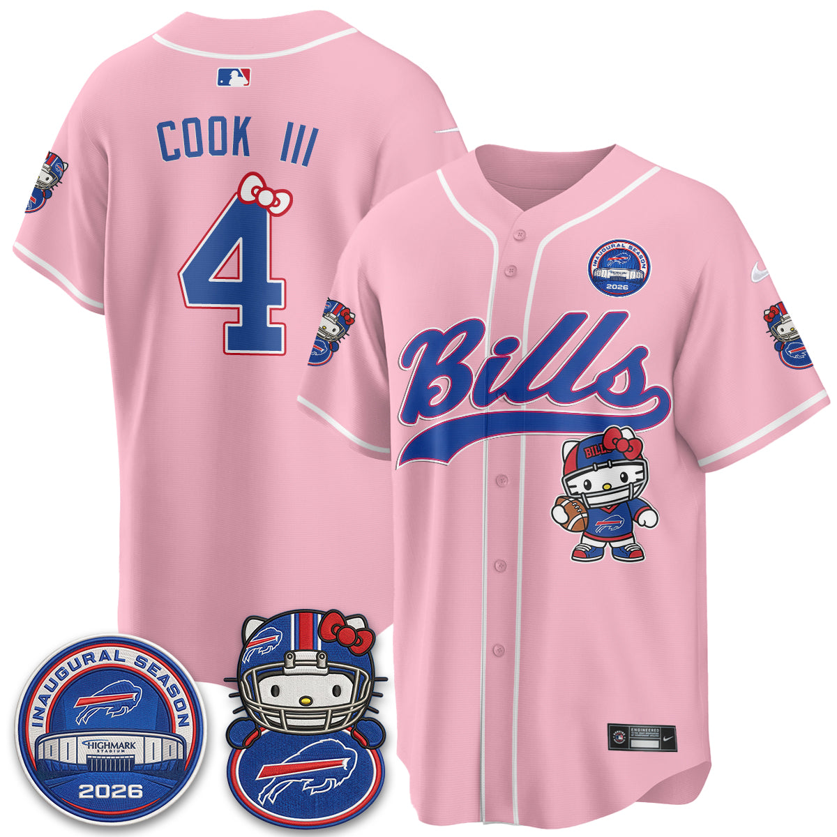 Buffalo Bills x Meow  Vapor Baseball Jersey - Stitched