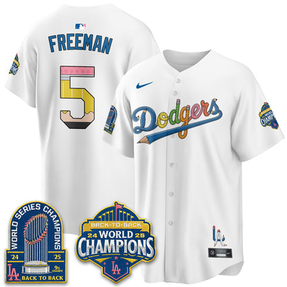 Los Angeles Dodgers x Back to School Style Vapor Jersey - Stitched