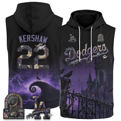 Los Angeles Dodgers Nightmare Edition Sleeveless Hoodie Tank Top - Printed