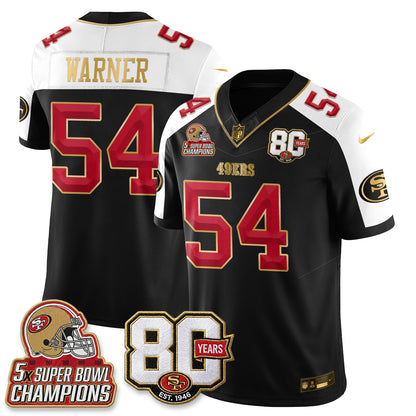 San Francisco 49ers 80 Years & 5X Champs Vapor Jersey - Stitched