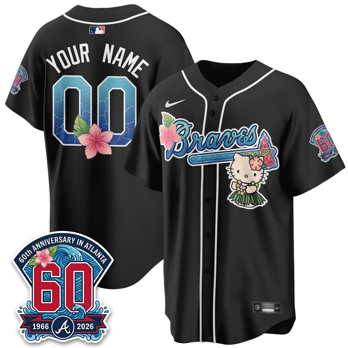 Atlanta Braves x Meow Aloha Spirit Vapor Custom Jersey - Stitched