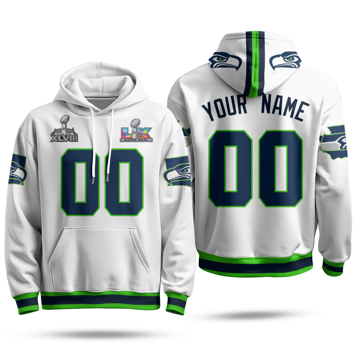 SEA S.Bowl Champs Custom Fleece Hoodie - Printed