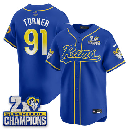 Los Angeles Rams 2X Champs Rivalries Baseball Vapor Jersey - Stitched