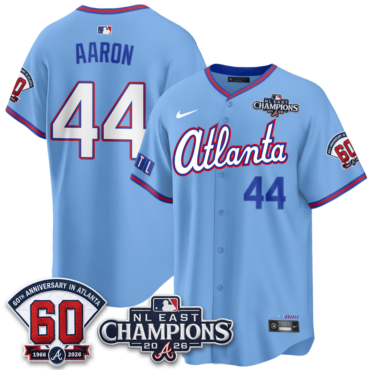 Atlanta Braves 2026 NL East Champs Vapor Jersey - Stitched