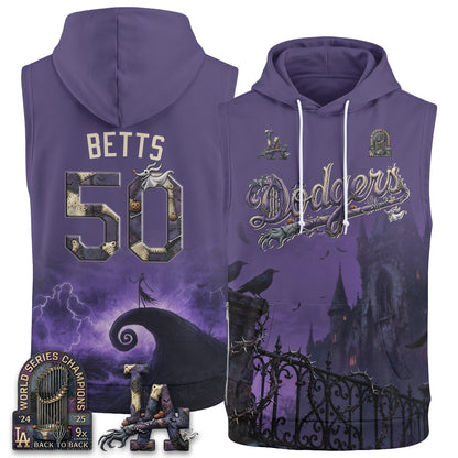 Los Angeles Dodgers Nightmare Edition Sleeveless Hoodie Tank Top - Printed