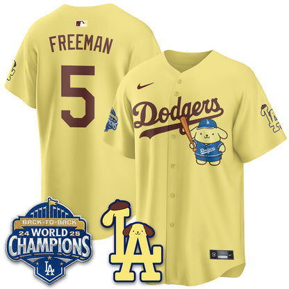 Los Angeles Dodgers Pompompurin Edition Vapor Jersey - Stitched