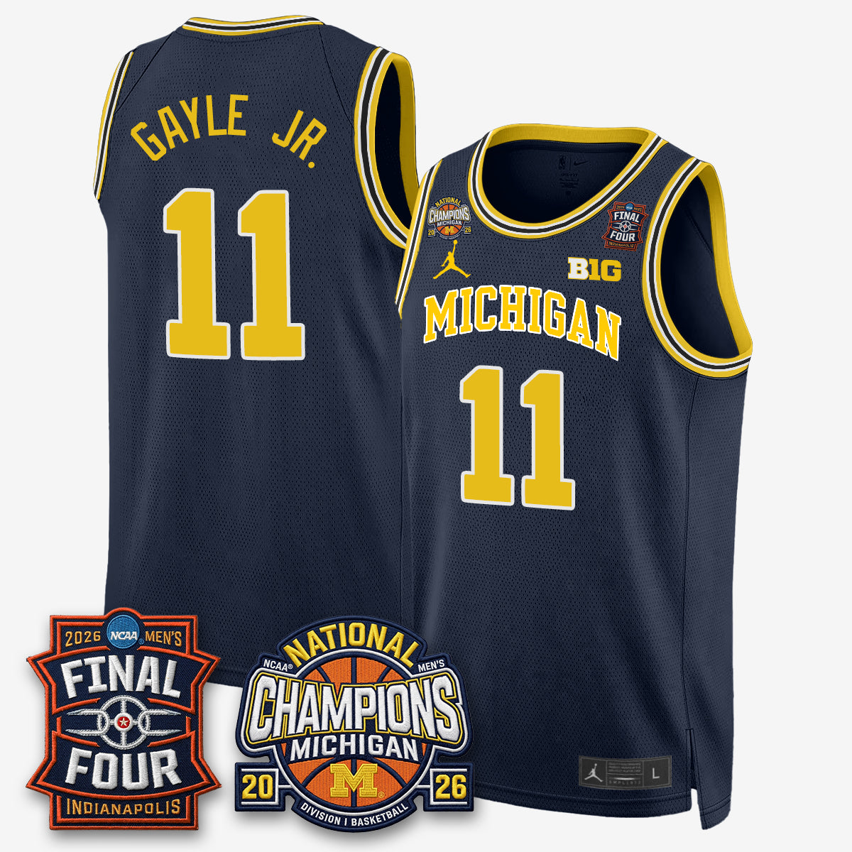 MICH Basketball National Champions Big Text Limited Vapor Jersey - All Stitched