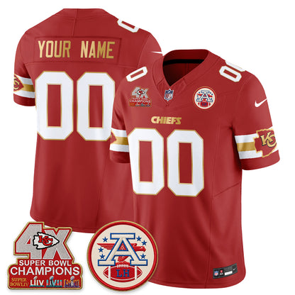 KC 4X Champs Gold Edition Vapor Custom Jersey - Stitched