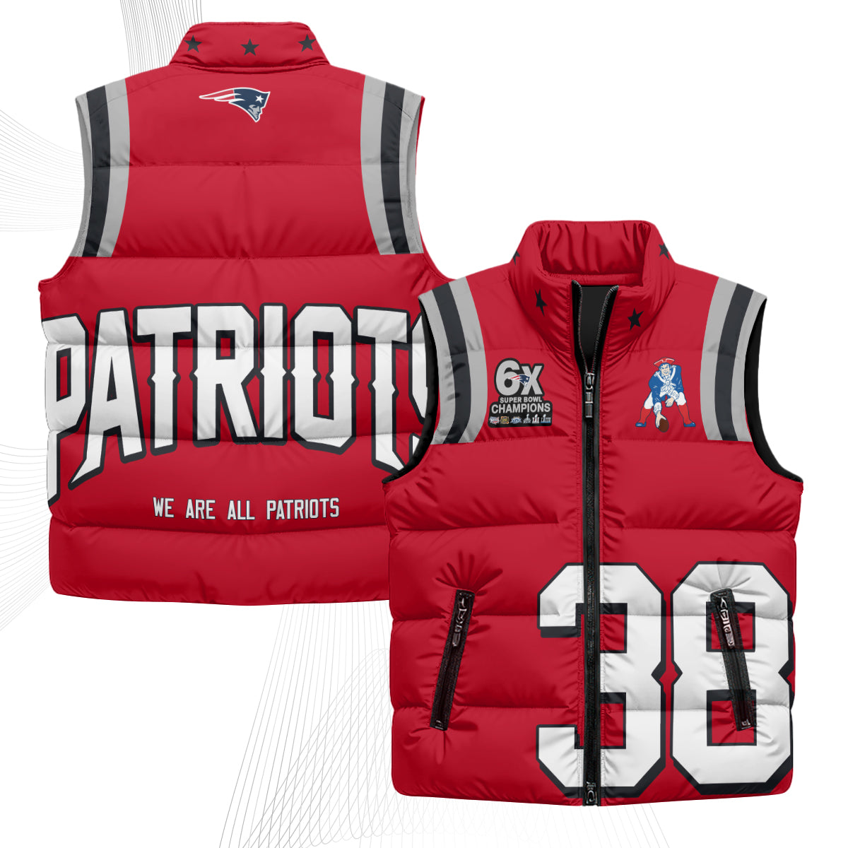 New England Patriots Rivalries Puffer Vest - Printed