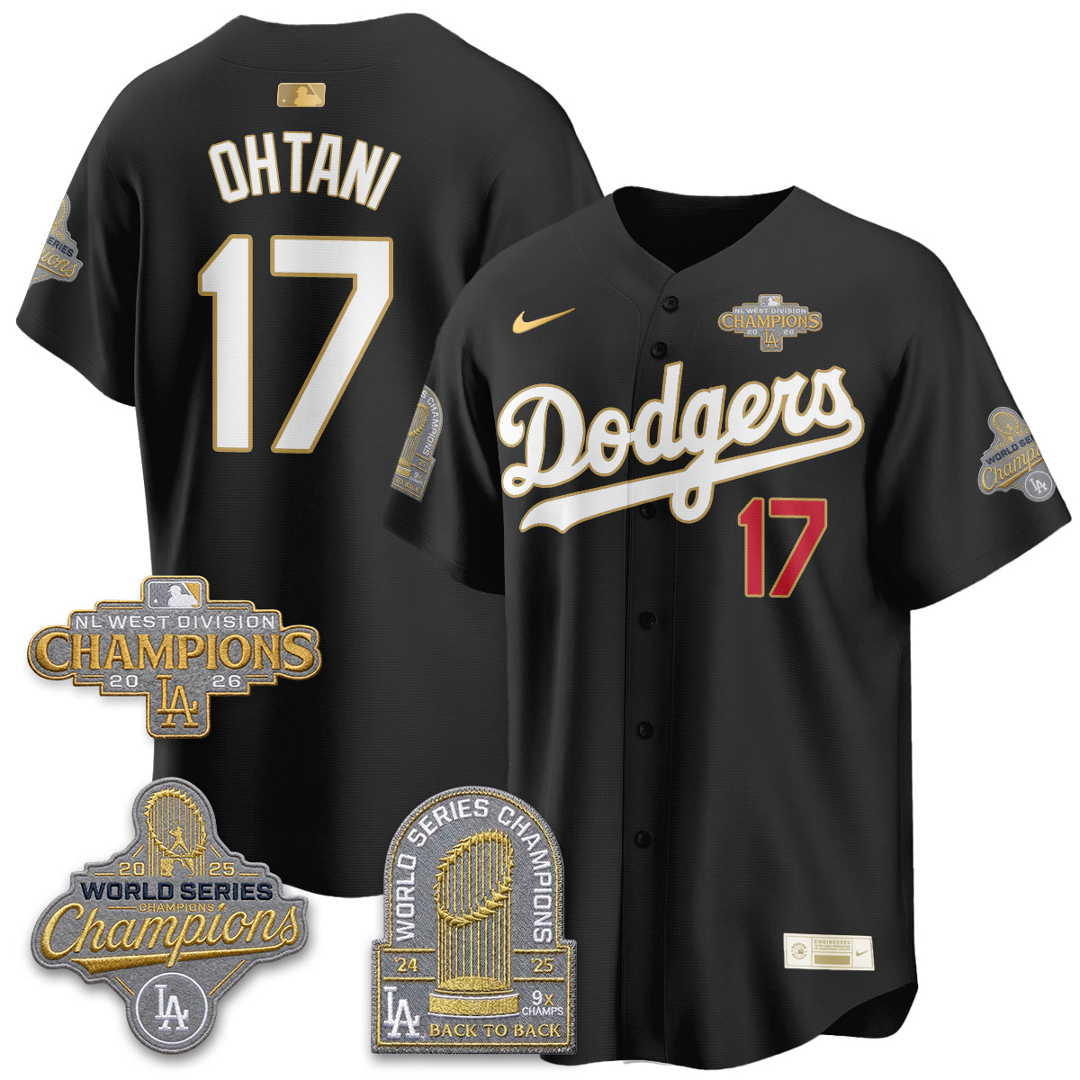 Los Angeles Dodgers 2026 NL West Champs Gold Vapor Jersey- Stitched