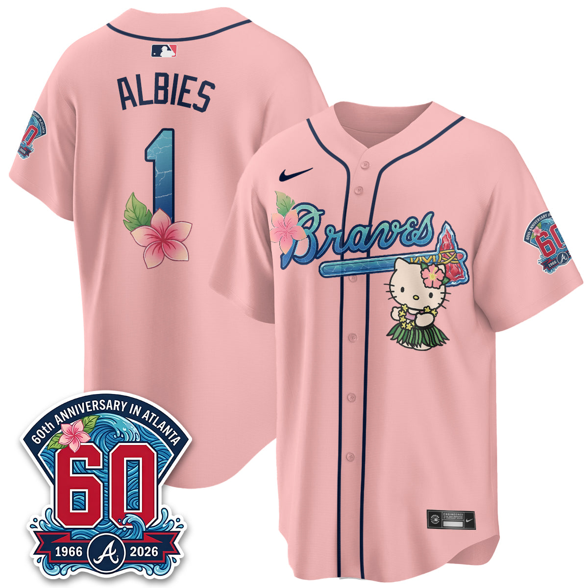 Atlanta Braves x Meow Aloha Spirit Vapor Jersey - Stitched