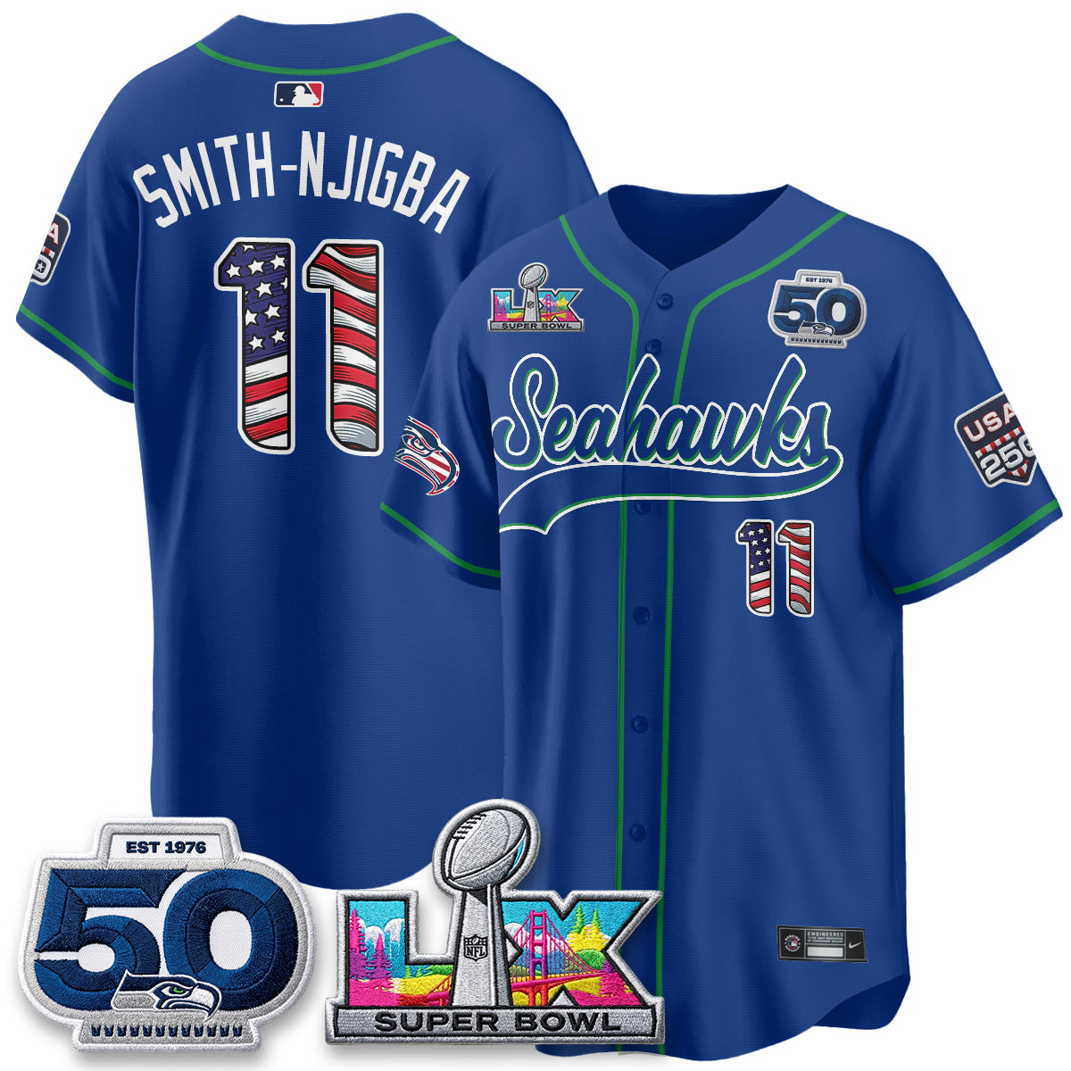 SEA SB LX Champs America Edition Vapor Baseball Jersey - Stitch