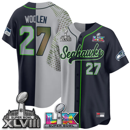 Seattle Seahawks S.Bowl Champs Split Baseball Vapor Jersey V2- Stitched