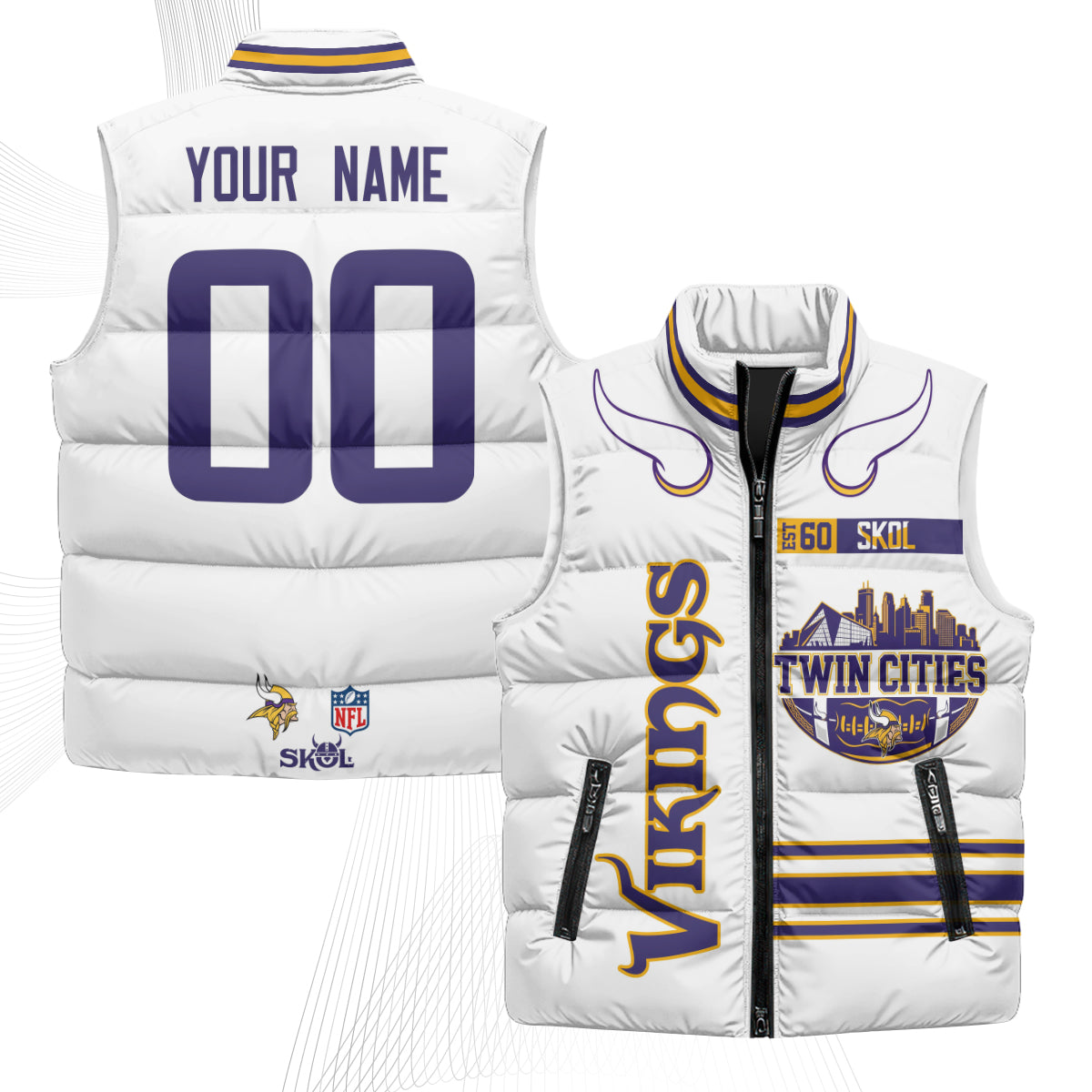 MIN Twin City Custom Puffer Vest - Printed