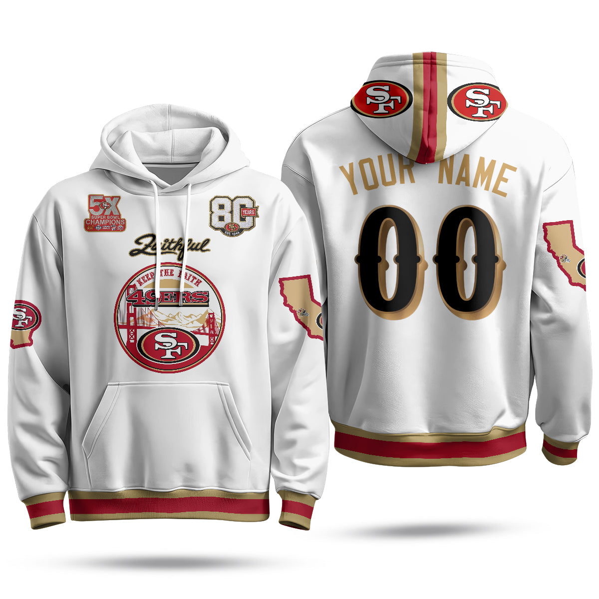 SF Faithful to The Bay Custom Fleece Hoodie - Printed