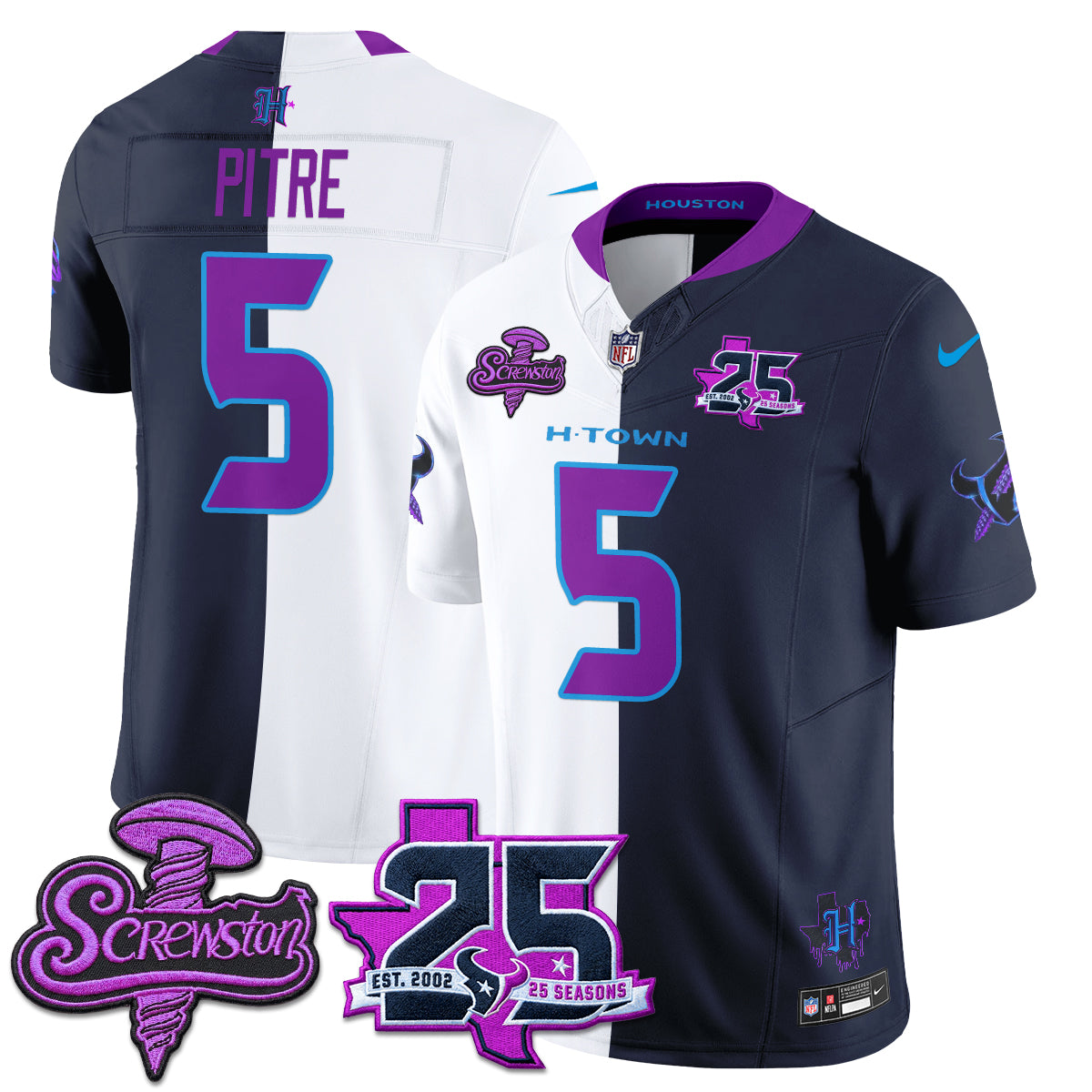 Houston Texans DJ Screw Split Vapor Jersey - Stitched