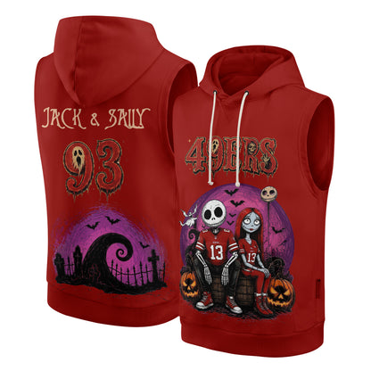 SF x Skeleton Gentleman & Rag Doll Bride Edition Sleeveless Hoodie Tank Top - Printed