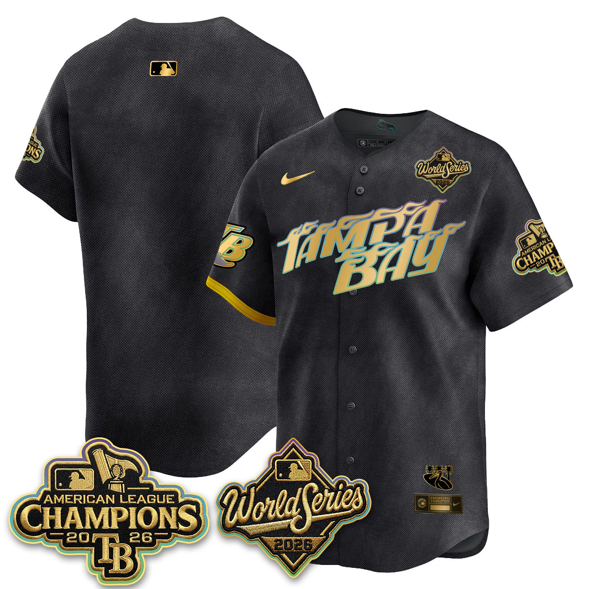 TB 2026 AL Champions Gold Edition Vapor Jersey - Stitched