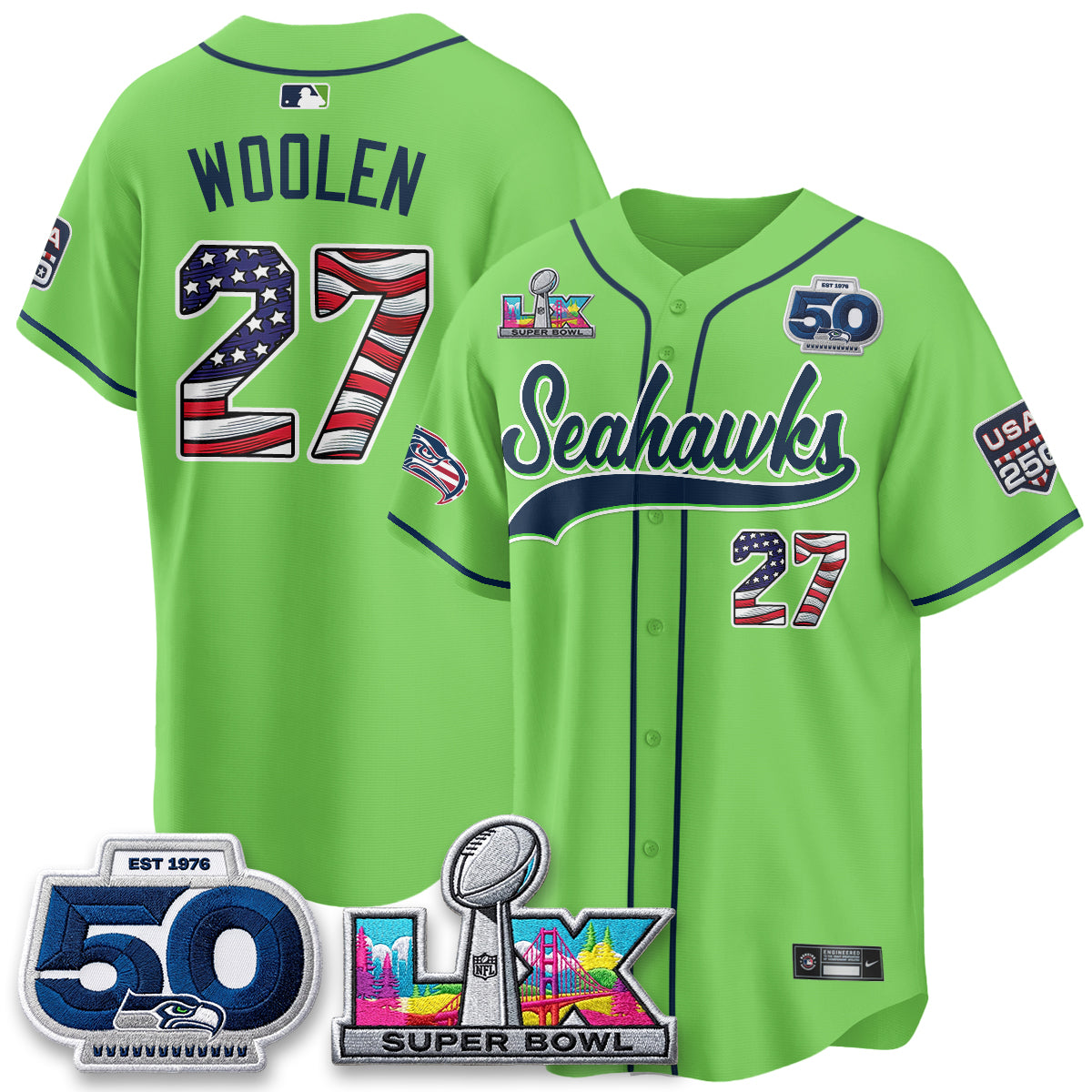 SEA SB LX Champs America Edition Vapor Baseball Jersey - Stitch