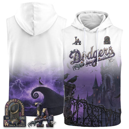 Los Angeles Dodgers Nightmare Edition Sleeveless Hoodie Tank Top - Printed