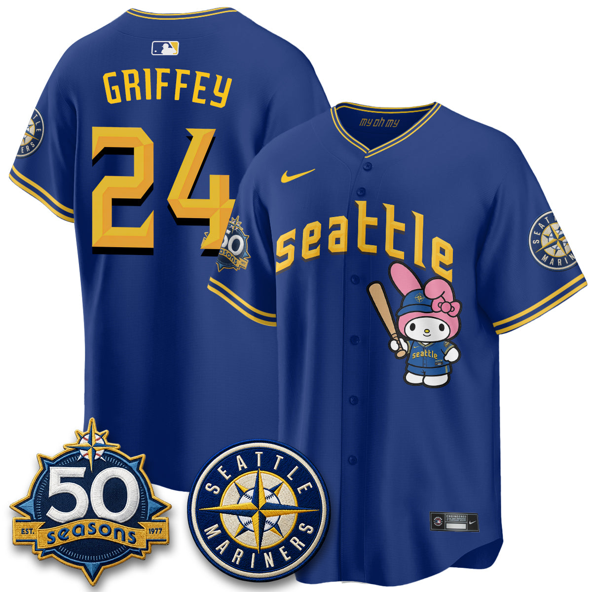 Seattle Mariners x  Pink Sanrio Friend Vapor Jersey - Stitched