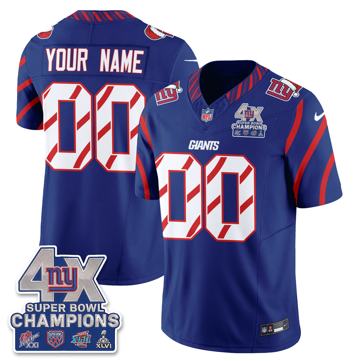 New York Giants  Xmas Edition Vapor Custom Jersey - Stitched