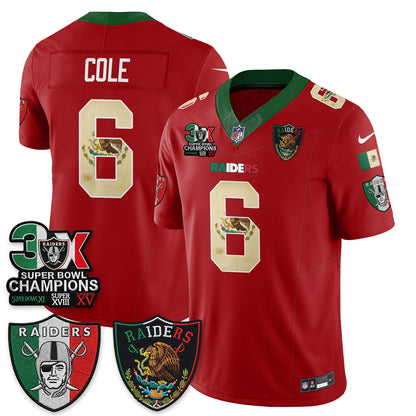 Las Vegas Raiders 3X Champs Mexico Edition Vapor Jersey - Stitched