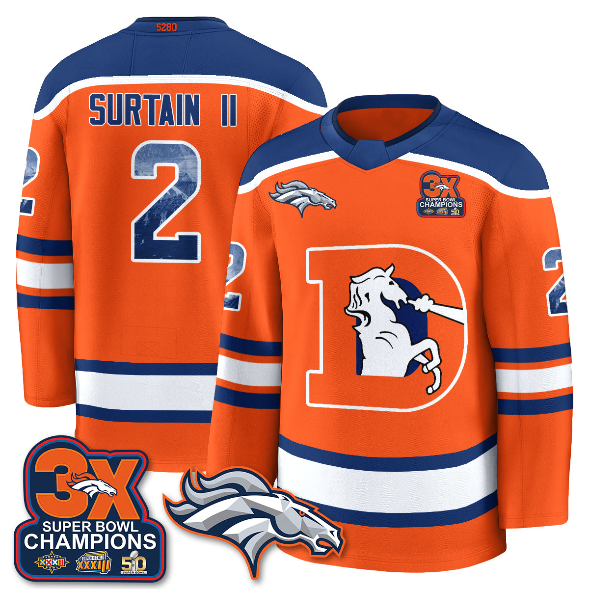 Denver Broncos Fan Gear Edition Hockey Jersey - Stitched
