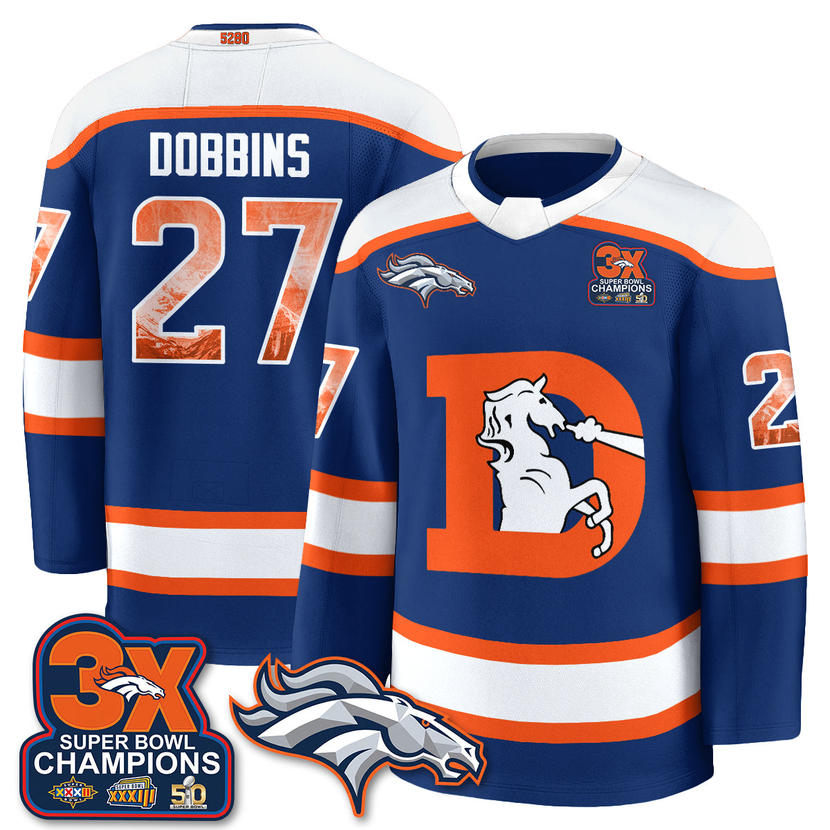 Denver Broncos Fan Gear Edition Hockey Jersey - Stitched