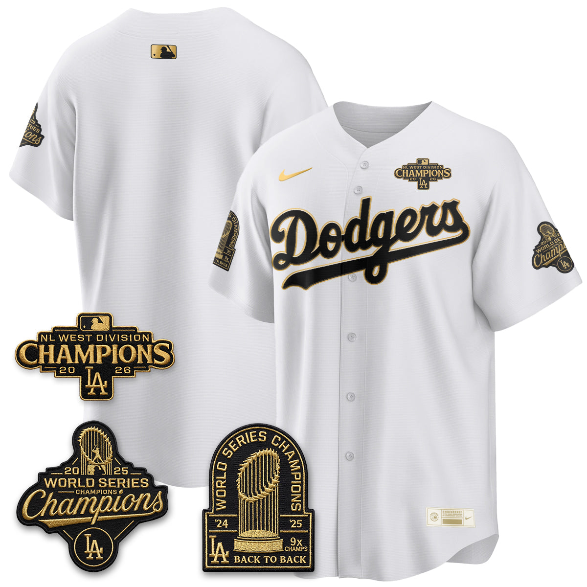Los Angeles Dodgers 2026 NL West Champs Gold Vapor Jersey- Stitched