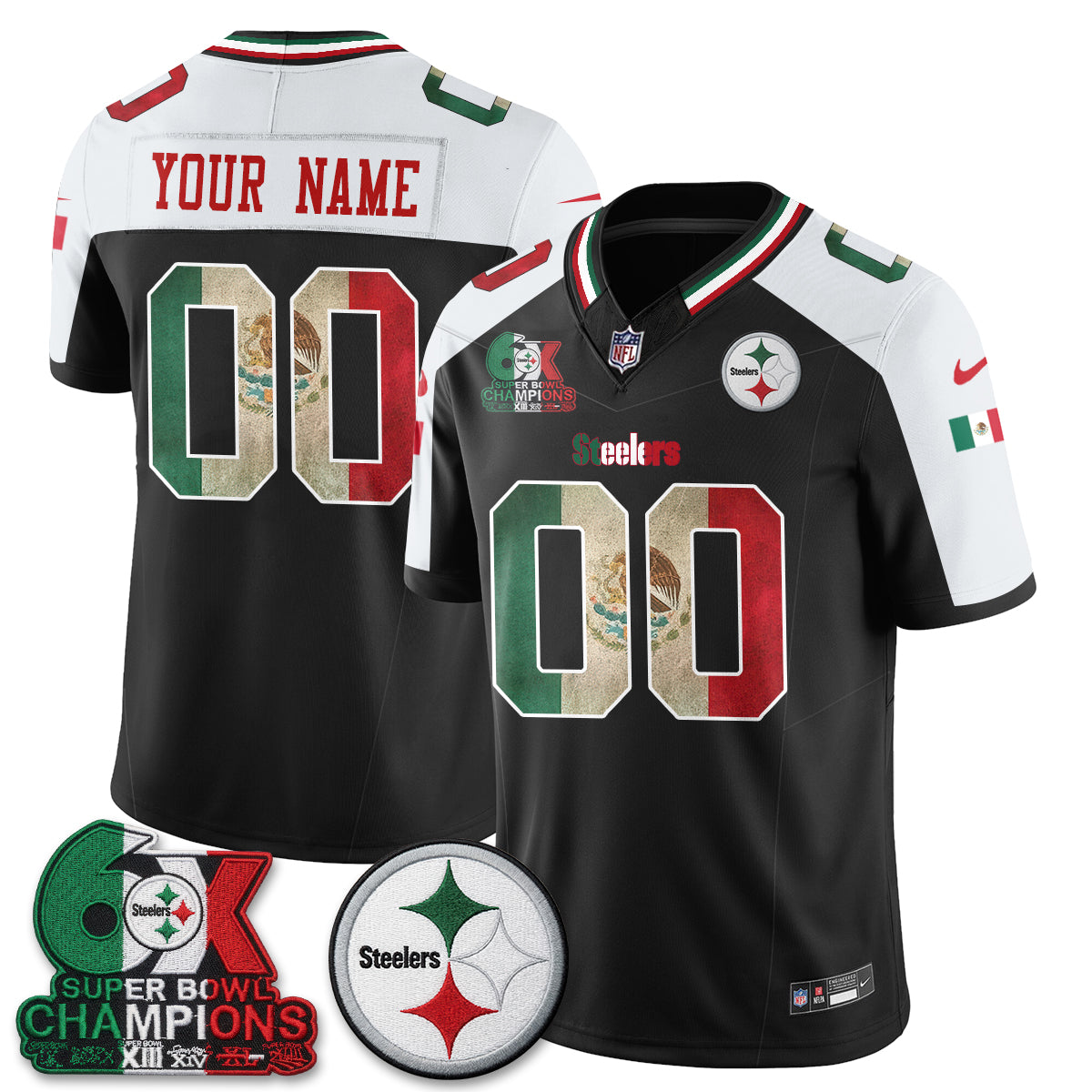 Pittsburgh Steelers Mexico Edition Vapor Custom Jersey - Stitched