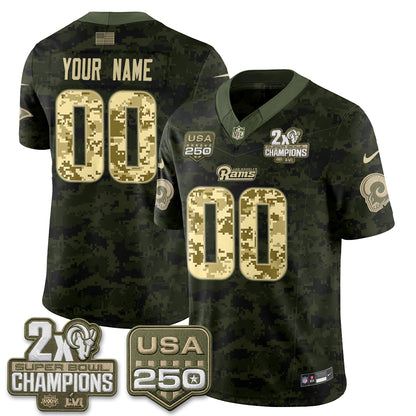 Los Angeles Rams 2026 Salute To Service Vapor Custom Jersey - All Stitched